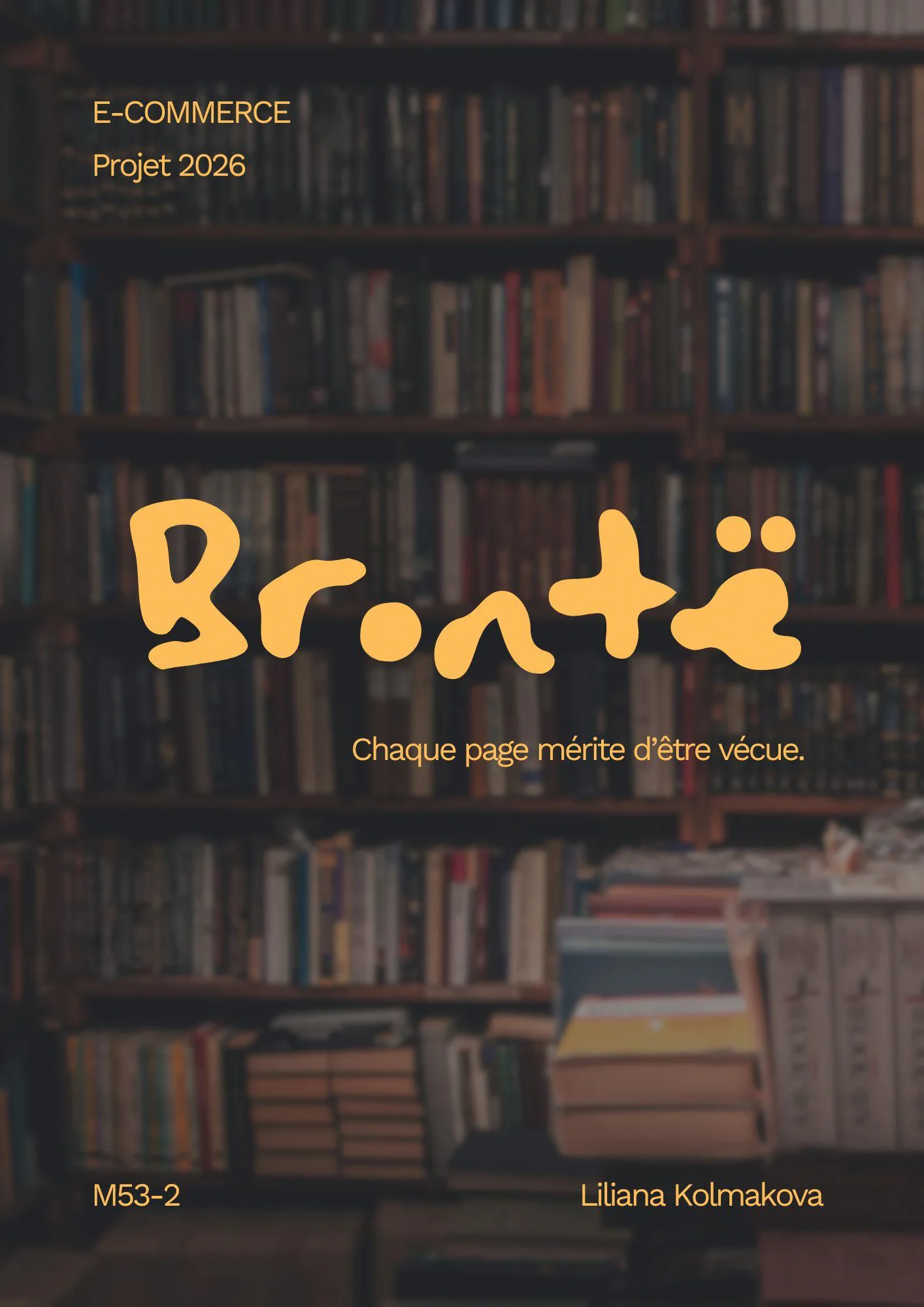 Brontë : logo sur fond de bibliothèque