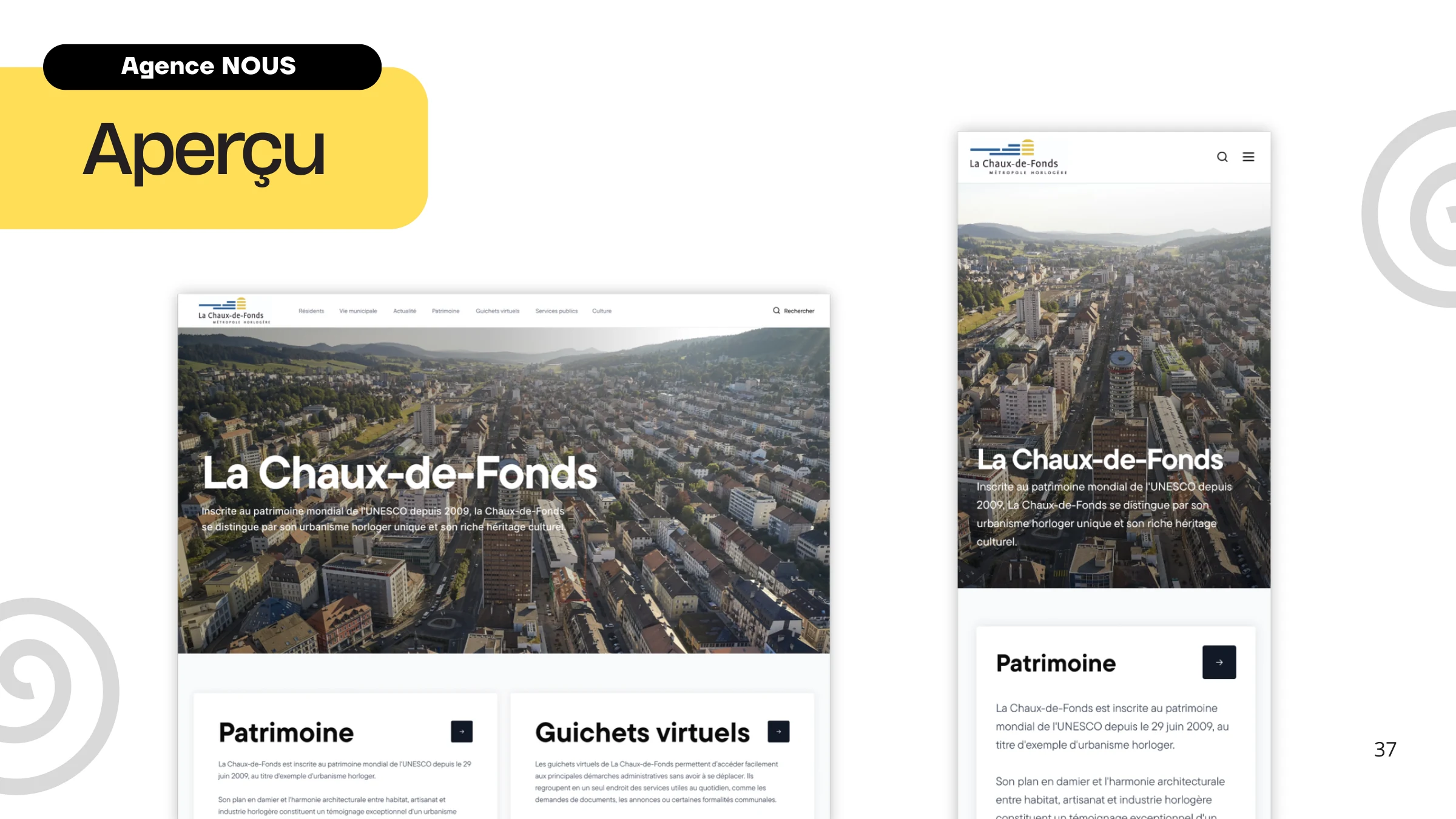 Aperçu des maquettes desktop et mobile du nouveau site